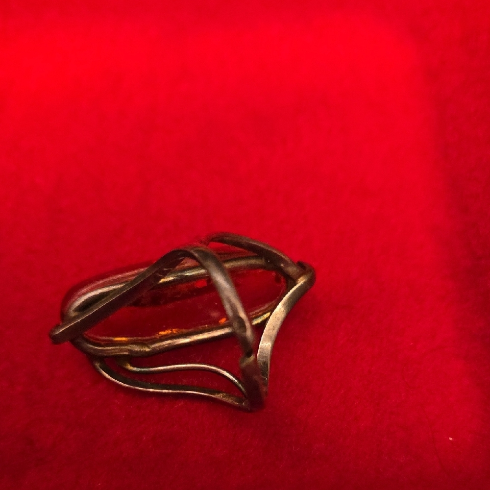 Amber Silver Ring - image 3